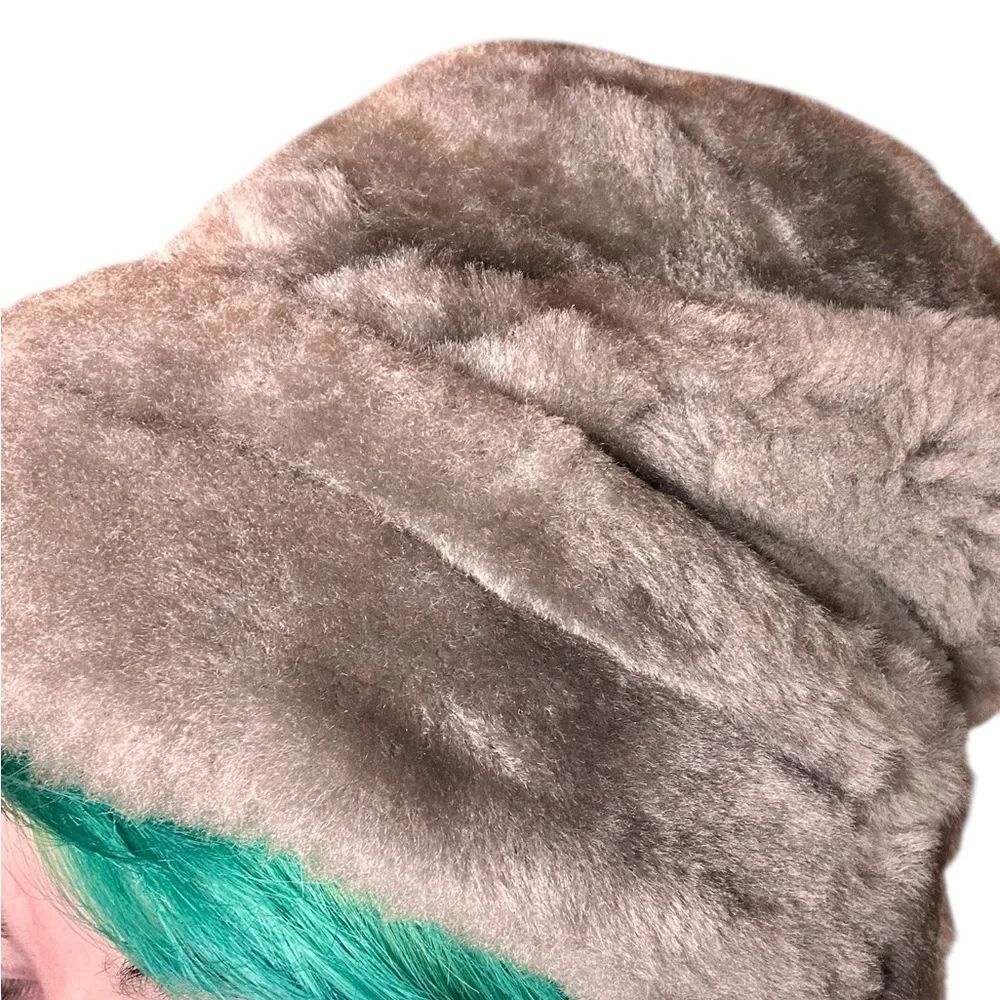 Vintage Men's Gray Leather/Faux Fur Winter Topper Hat Size M - Picture 4 of 9